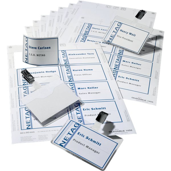 Kit 20 portanome 54x90mm + 30 inserti in cartoncino Durable 8182-00