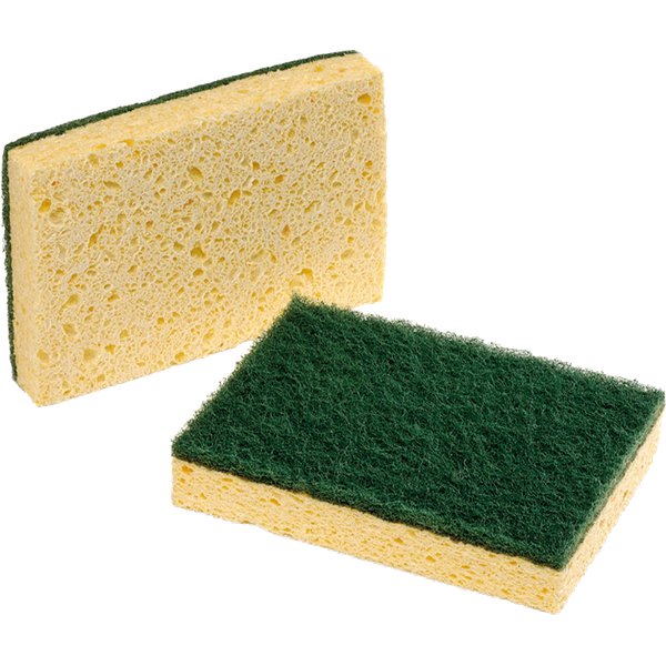 Spugna in cellulosa con fibra abrasiva La Piacentina - verde/giallo - 90x140x25 mm - 0241D (conf.10)