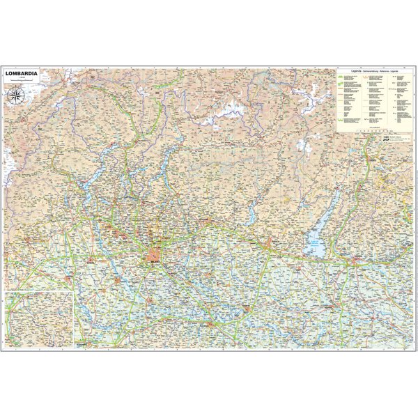 Carta geografica murale regionali Belletti - Lombardia - 89x125 cm - RG16PL/07