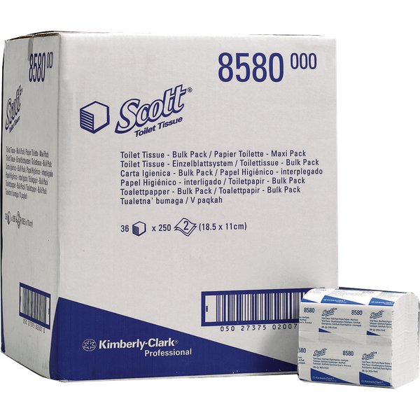 Ricarica carta igienica intercalata SCOTT® disponilile in confezioni da 6 oppure da 36 fascette da 200 fogli.