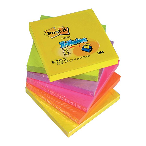 Ricariche Post-it® Z-Note - 76x76 mm - 2 giallo, verde, lilla, arancio, rosa - R 330 NR (conf.6)