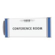 Targhe per porte e pareti realizzate in alluminio con pannello frontale antiriflesso. Targa personalizzabile grazie ai 6 supporti colorati in dotazione (materiale riciclabile) da inserire nelle guide laterali. Puo essere fissata a qualsiasi superficie tramite viti o bioadesivo inclusi.