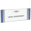 Targhe per porte e pareti realizzate in alluminio con pannello frontale antiriflesso. Targa personalizzabile grazie ai 6 supporti colorati in dotazione (materiale riciclabile) da inserire nelle guide laterali. Puo essere fissata a qualsiasi superficie tramite viti o bioadesivo inclusi.