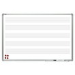 Lavagna magnetica pentagramma con superficie in acciaio laccato da 4 decimi, scrivibile e cancellabile con marcatori a secco con cornice in alluminio. Completa di vaschetta portaoggetti e materiale per fissaggio a muro. Formato HxL 90x120 cm.
