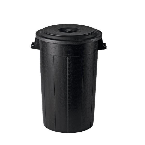 Bidone porta rifiuti in moplen nero. Coperchio opzionale Disponibile con capacità da litri 70 l e 100 l.