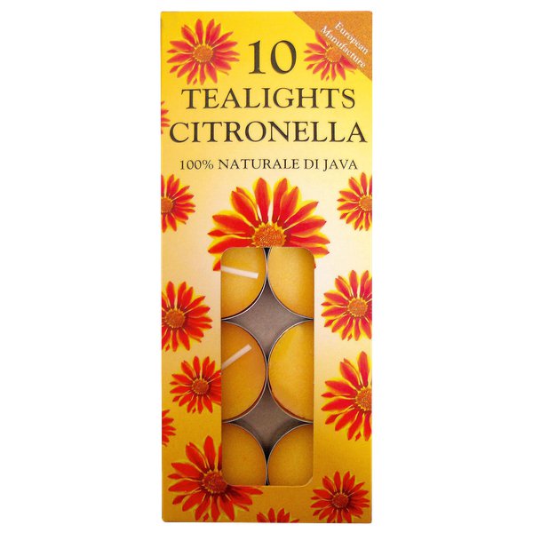 Astuccio 10 tealight profumati citronella 100% di Java.
