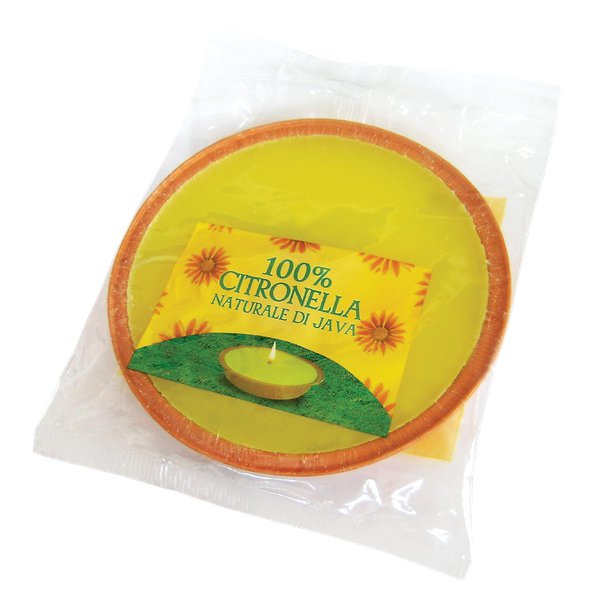 Candela profumata citronella 100% di Java in contenitore alluminio colore rame.