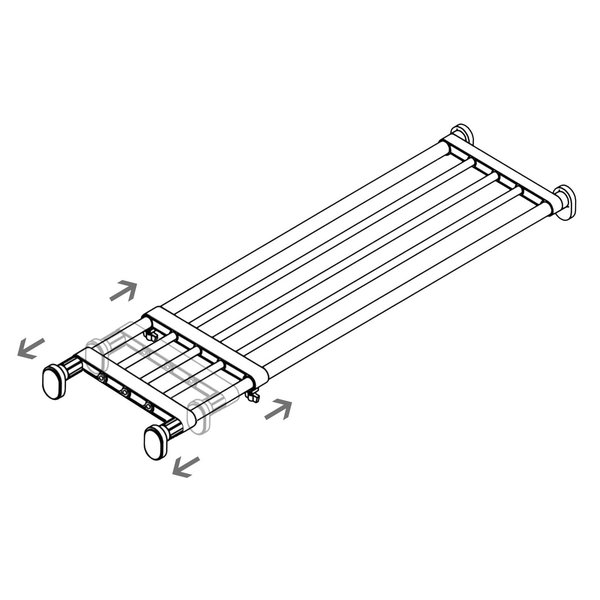 Mensola estensibile-telescopica inox "Gastone", adattabile a qualunque spazio dotato di 2 pareti di sostegno. Disponibile con due diverse estensioni massime. Colore: inox.