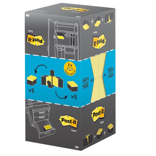 Post-it® Note Giallo Canary Value Pack - 76x127 mm - giallo canary - 655Y - 16 (conf.16)