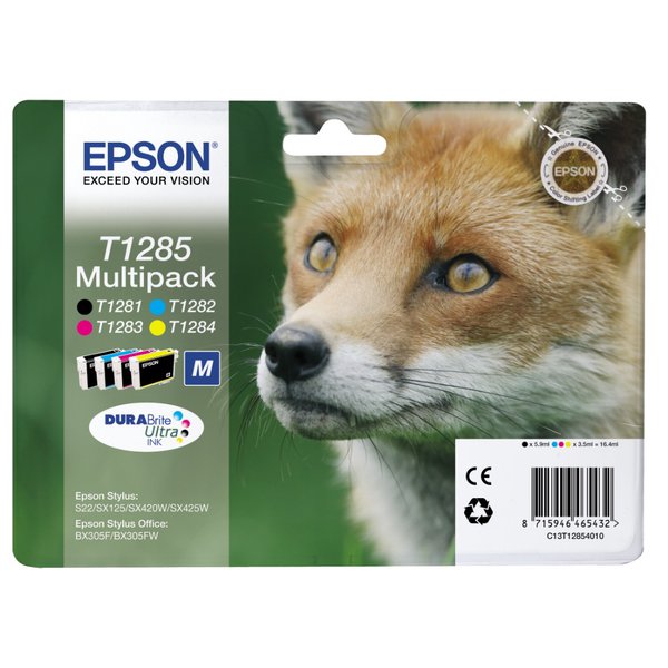 Originale Epson C13T12854010 Conf. 4 cartucce inkjet ink pigmentato blister RS Volpe-M T1285 n+c+m+g