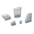 Set da scrivania tutto in uno in metallo traforato provvisto di 5 accessori necessari per avere sempre la scrivania in ordine. Composto da: <br/>- 1 portapenne di dimensioni LxPxH 12x7,3x10,3 cm<br/>- 1 cestino gettacarte di dimensioni LxPxH 36x24x39,5 cm<br/>- 1 portacorrispondenza di dimensioni LxPxH 28,5x34x8 cm<br/>- 1 portariviste di dimensioni LxPxH 9x26x33,5 cm<br/>- 1 sparticarte di dimensioni LxPxH 18x9,5x14,2 cm.<br/>Disponible in vari colori.