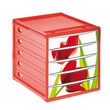Cassettiere Spacebox a 5 cassetti chiusi, componibili orizzontalmente e verticalmente. Dotate di top portaoggetti incorporato, cassetti con blocco di sicurezza e foro sul lato inferiore per facilitare l'estrazione dei fogli. Formato utile cassetti LxPxH 24,2x32x5 cm. Dimensioni esterne LxPxH 33x28,3x32 cm. Fronte lucido a tema.