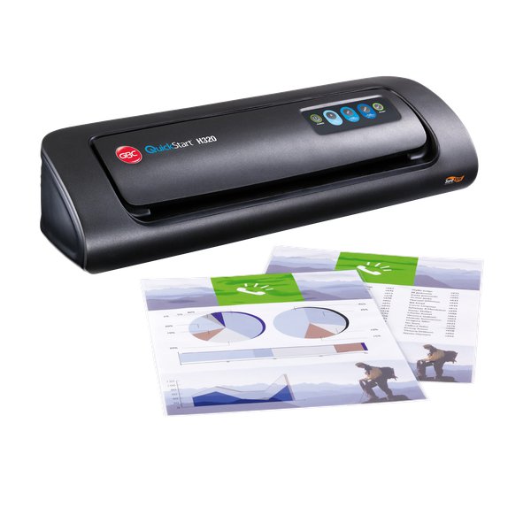 La plastificatrice a pouches più veloce sul mercato! <br/>QuickStart permette di iniziare a plastificare a meno di un minuto dall’accensione, 5 volte in meno delle altre per il massimo della produttività. Dotata di tecnologia anti-inceppamento SureFlow per una plastificazione senza stress e funzione brevettata QuickRelease per risolvere gli eventuali inceppamenti. <br/>Modello a due rulli riscaldati, con pannello intuitivo per impostare facilmente la temperatura, indicatore luminoso e segnale acustico di "pronto" e funzione di spegnimento automatico per il rispetto dell'ambiente.<br/>Plastifica fino al formato A3 con pouches dallo spessore massimo di 2x125 (250) micron per il modello H320 e massimo di 2x175 (350) micron per il modello H420.<br/>Certificazioni TUV/GS/CE. Dimensioni 400x173x117 mm. Peso 3,5 kg.