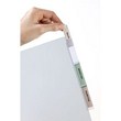 Buste a perforazione universale intercalari trasparenti colorate dotate di doppia tasca e tasti personalizzabili con inserti stampabili. Gli inserti consentono di stampare più linee di testo o testi con carattere più grande; rimangono fermi grazie alla chiusura inferiore del tasto in cui vengono posizionati e possono essere inseriti o rimossi facilmente grazie alla lunetta posta sul tasto. Stampabili con Laser e Inkjet. Colori assortiti trasparenti. Formato 25x30 cm.