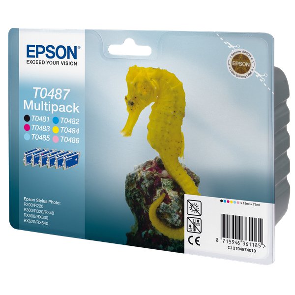 Originale Epson C13T04874010 Conf. 6 cartucce inkjet blister RS T0487 6 colori