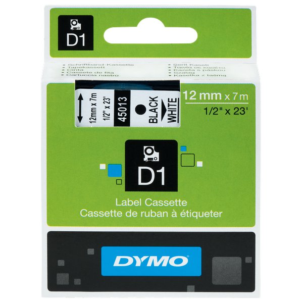 Nastri Dymo D1 - 12 mm x 7 m - nero/bianco - S0720530