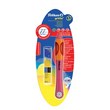 Penna con mina in cera - GRIFFIX è l'innovativa serie di strumenti di scrittura studiata per accompagnare la crescita del bambino nell'imparare a scrivere. La speciale impugnatura ergonomica è disponibile nella versione per destri e mancini. Il simbolo della faccina che ride è il metodo intuitivo per segnalare come impugnare correttamente la penna. <br/>Penna con mina a cera. La mina in cera è molto morbida ed è ideale per favorire il passaggio dal disegno alla scrittura. L'impugnatura innovativa consente un facile controllo della pressione e permette di cominciare ad assumere una posizione delle mani corretta, lasciando la libertà di usare la penna sia con la mano destra che con quella sinistra. La confezione è composta da 1 penna fusto blu ,con mina rossa + 2 mine in cera (nero-blu) + 1 chip.