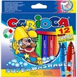 Pennarelli in scatola con inchiostro superlavabili di alta qualità, innocui a base d'acqua con coloranti alimentari. Punta ad conica permette di disegnare con un tratto fine (di punta) mm 1,0 e un tratto largo (di piatto) mm 6,0. Facilmente lavabili dai tessuti e dalla pelle solo con acqua. Tappo di sicurezza e cappuccio ventilato.