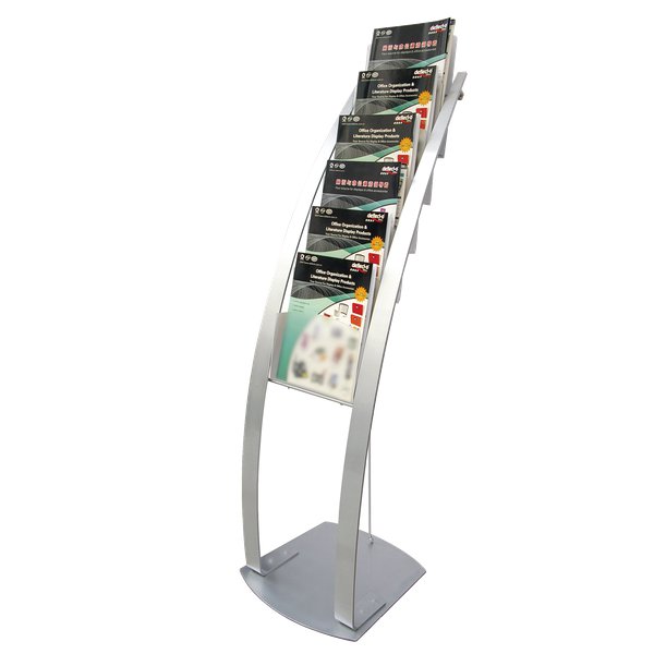 Espositore portadepliant Deflecto - 6 scomparti - 33x42,1x124,9 cm - argento - DE693145