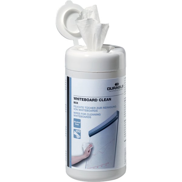 Articoli per la pulizia e manutenzione delle lavagne bianche:
- schiuma con formula antigoccia
- detergente spray
- erogatore da 100 salviette