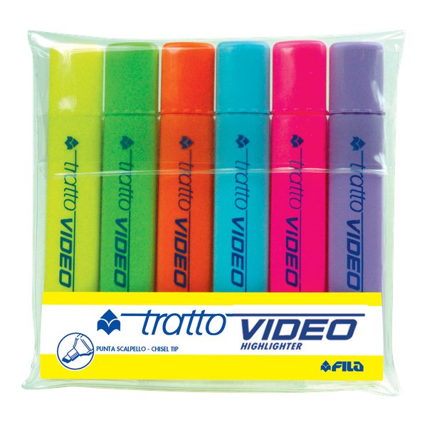 Evidenziatore Tratto Video -giallo,verde,arancio,azzurro,rosa,lilla- 1- 5 mm - 831000 (conf.6)