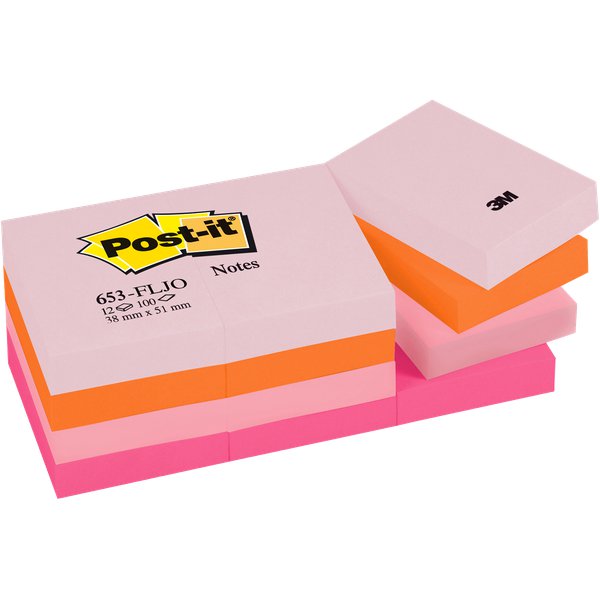 Post-it® Note Joy Post-It - tinta unita - 100 - 38x51 mm - tonalità rosa - 653-FLJO (conf.12)