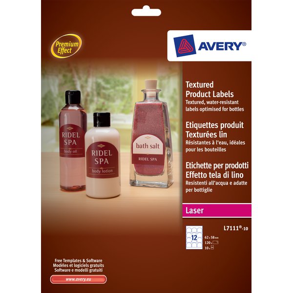 Etichette per prodotti ad arco Avery - 12 et/ff - 62 x 58 - A4 - Bianco - L7111-10 (conf.10)