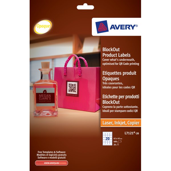 Etichette per codici QR Avery - 20 et/ff - 45 x 45 mm - A4 - Bianco - L7121-20 (conf.20)