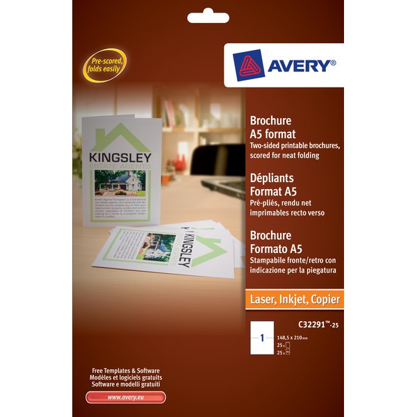 Brochure Avery - 148,5 x 210 mm - A5 - Bianco - C32291-25 (conf.25)