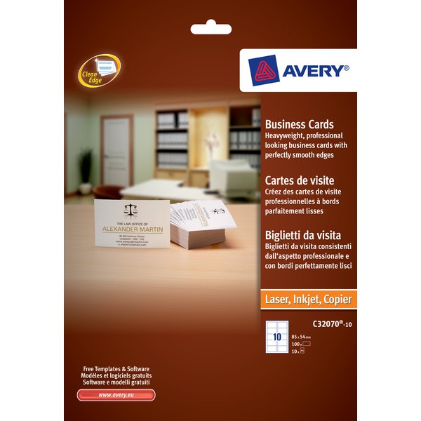 Biglietti da visita Avery - 200 g/mq (laser/inkjet) - C32070-10 (conf.10)