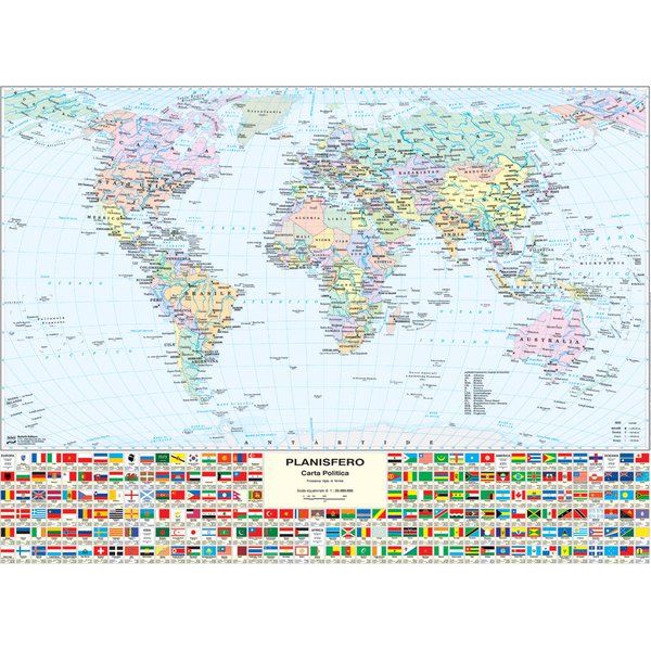 Carta geografica murale fisica e politica MONDO Belletti - 132x99 cm - MS02PL
