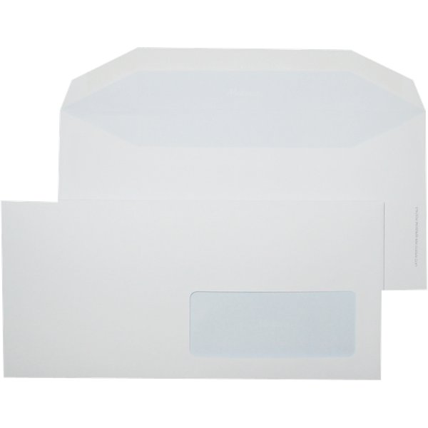 Buste comm.li riciclate Sacc.Monzese-trapezio-gommata-11x23 cm -80 g/mq -c/finestra- 865 (conf.500)