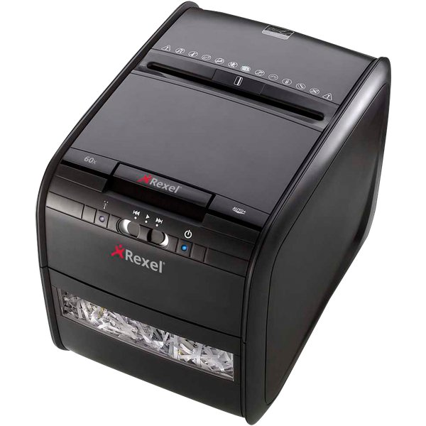 Distruggidocumenti Auto+ 60X Rexel - 4x45mm - 60 ff - 15 l - frammenti - 350x295x430 mm - 2103060EU