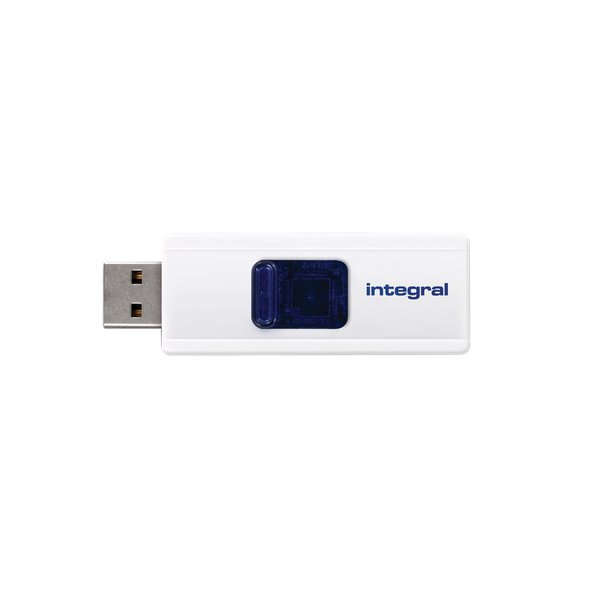 Chiavette USB Integral Slide - 4 GB - USB 2.0 flash drive - bianco - INFD4GBSLDWH