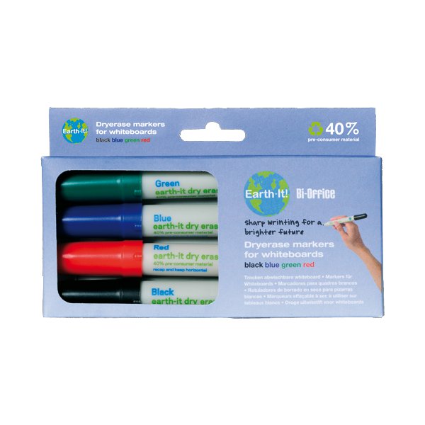 Pennarelli per lavagna Earth-It Bi-Office - tonda - 4 colori assortiti - PE2206 (conf.4)