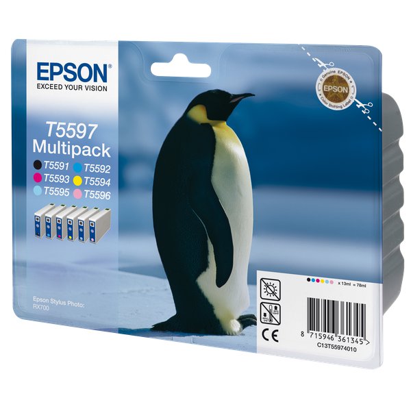 Originale Epson C13T55974010 Conf. 6 cartucce inkjet blister RS T559 6 colori