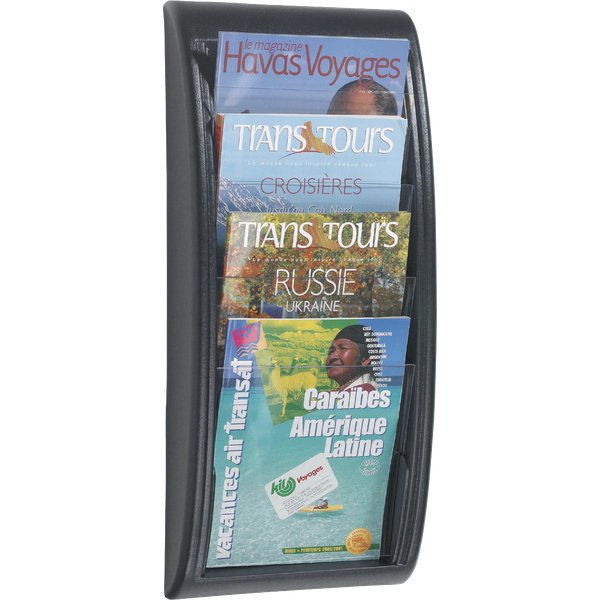 Espositore da muro componibile Paperflow - Modulo a 4 tasche f.to A4 - 29x9,5x65 cm - nero - 4061.01