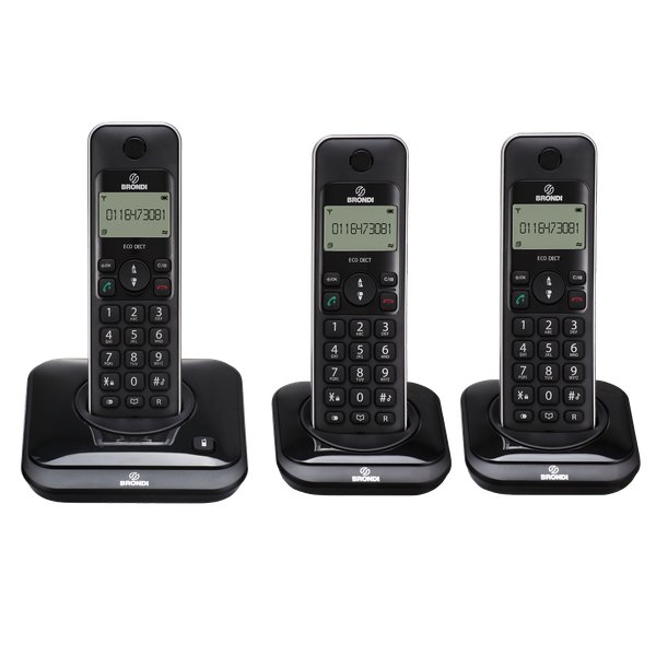 Telefono Cordless ROXY Brondi - 3 Telefoni - nero - ROXI TRIO