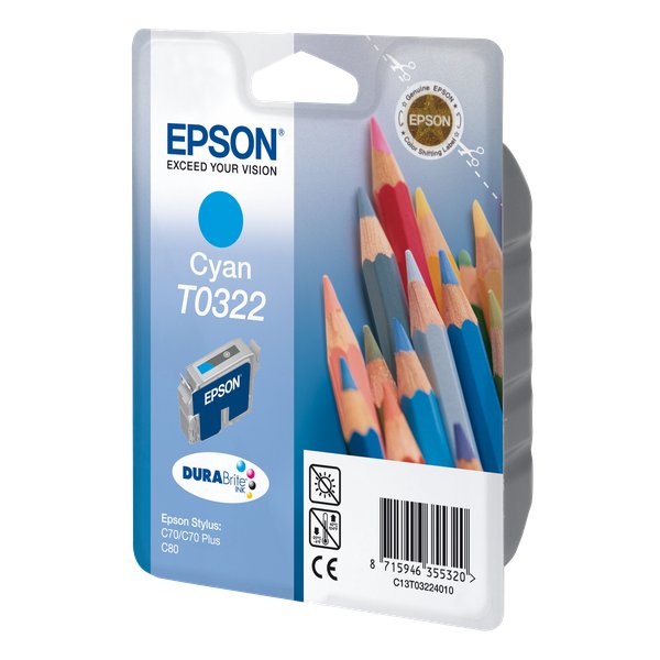 Originale Epson C13T03224010 Cartuccia inkjet ink pigmentato blister RS STYLUS ciano
