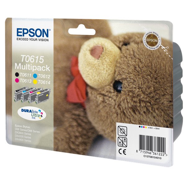 Originale Epson C13T06154010 Conf. 4 cartucce inkjet blister RS T0615 nero+ciano+magenta+giallo