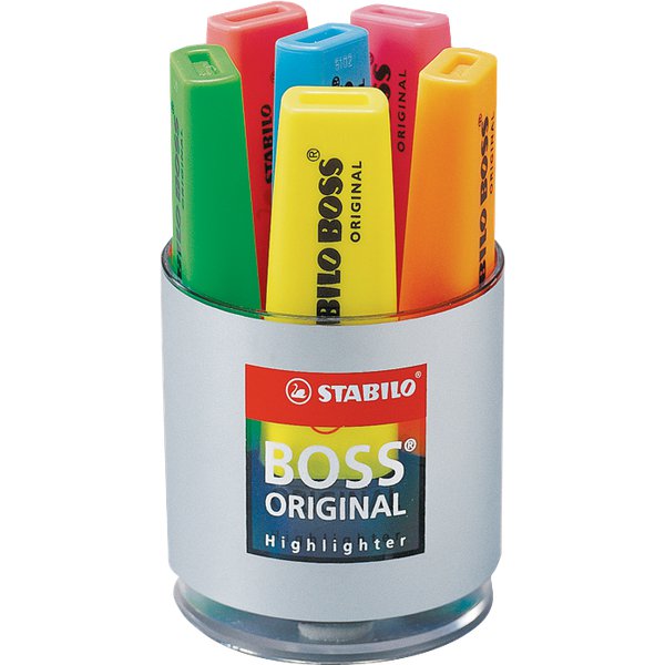 Bicchiere evidenziatori Stabilo Boss Original - assortiti - 2-5 mm - 7006 (conf.6)