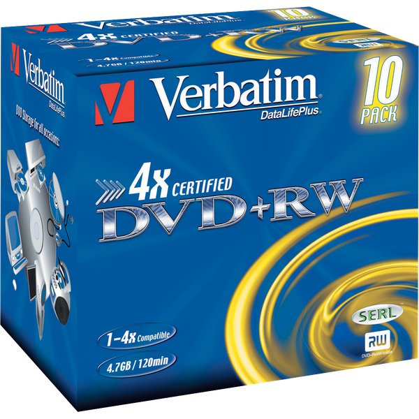 DVD Verbatim  - DVD+RW - 4,7 Gb - 4x - Jewel case - 43246