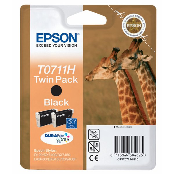 Originale Epson C13T07114H10 Conf. 2 cartucce inkjet ink pigmentato blister RS T0711H nero