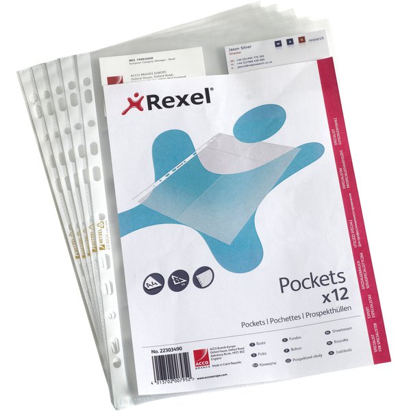Busta per biglietti da visita Rexel - A4 - trasparente - 22303490 (conf.12)