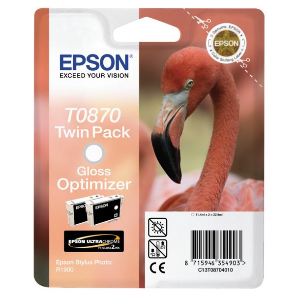 Originale Epson C13T08704010 Conf. 2 cartucce inkjet Gloss Optimizer blister RS T087