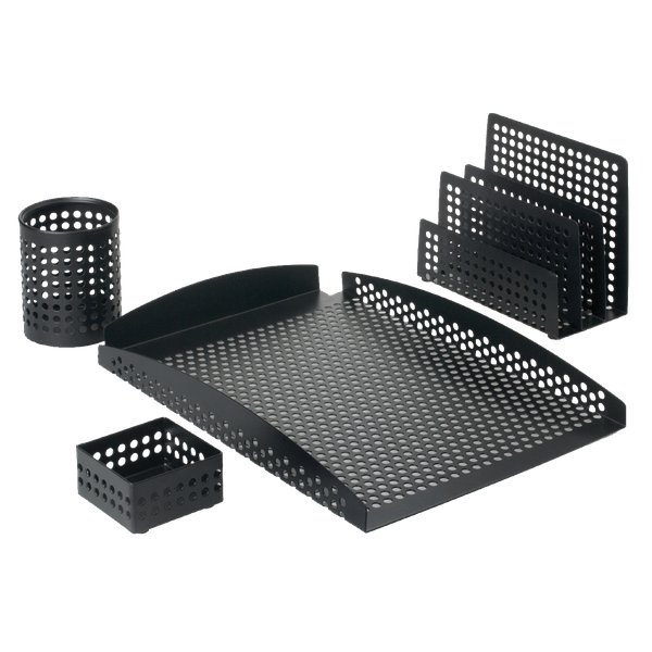 Set scrivania in metallo traforato Tecnostyl - nero - MDS01/2