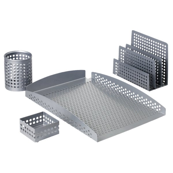 Set scrivania in metallo traforato Tecnostyl - argento - MDS01/7